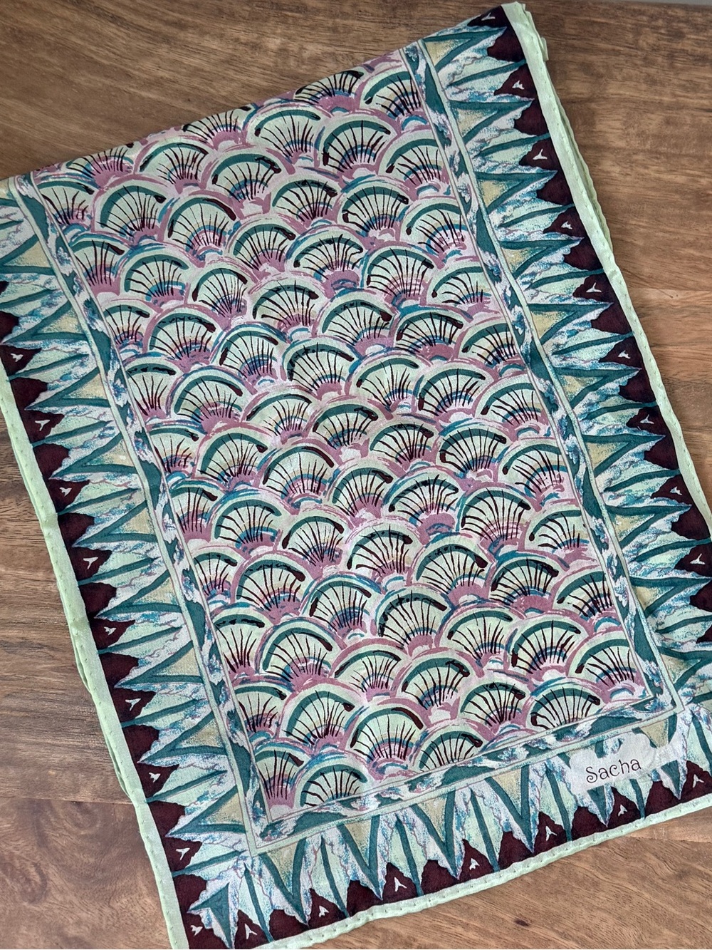Sacha Vintage Patterned Multi-Colour Silk Scarf